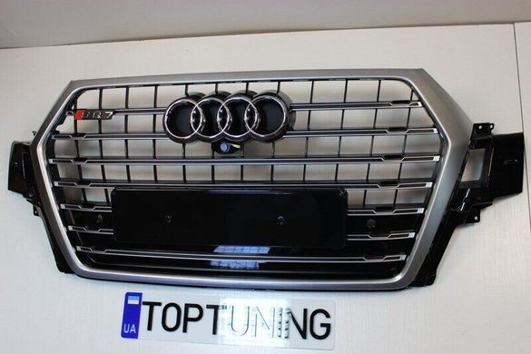 Решітка радіатора Audi Q7 стиль SQ7, хром + чорні вставки (2015-...)