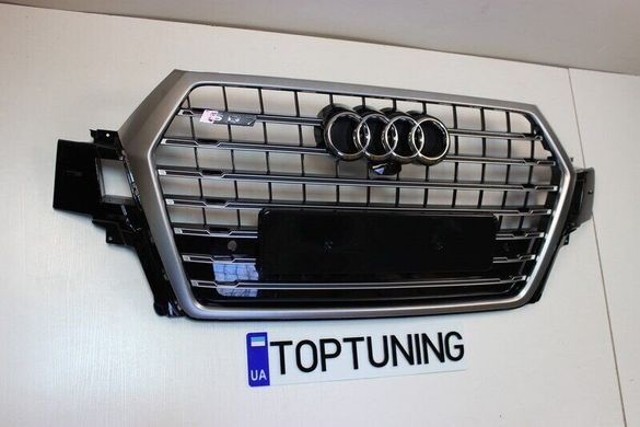 Решітка радіатора Audi Q7 стиль SQ7, хром + чорні вставки (2015-...)