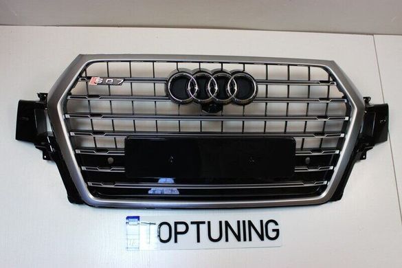 Решетка радиатора Audi Q7 стиль SQ7, хром + черные вставки (2015-...)