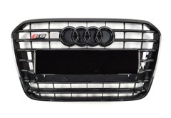 Решетка радиатора Audi A6 С7 стиль S6, черная глянцевая (11-14 г.в.)