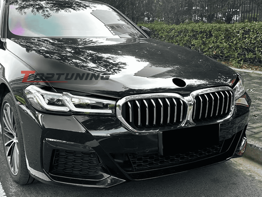 Реснички на BMW 5 G30/G31 (2021-2023) черный глянец ABS-пластик