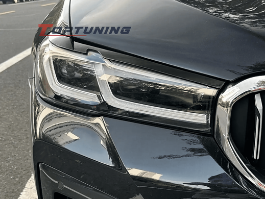Реснички на BMW 5 G30/G31 (2021-2023) черный глянец ABS-пластик