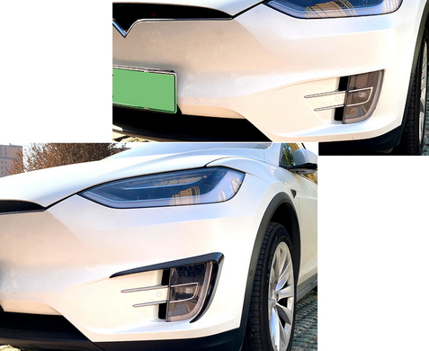 Накладки переднього бампера Tesla Model X чорний глянець (2015-...)