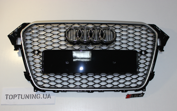 Решетка радиатора Ауди A4 B8 стиль RS4, черная+хром (12-15 г.в.)