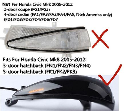 Динамические повторители поворотов Honda Civic хэтчбек (06-12 г.в.)