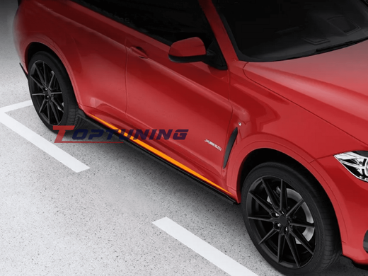 Накладки (диффузоры) порогов BMW X6 F16 (2014-2019) черный глянец