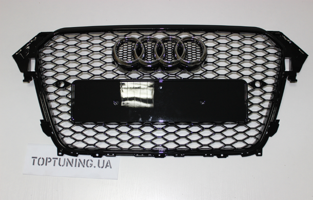 Решітка радіатора Ауді A4 B8 стиль RS4, чорна глянсова (12-15 р.в.)