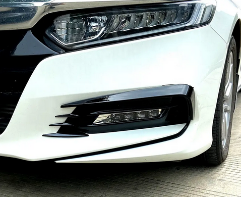 Накладки переднего бампера Honda Accord 10 черный глянец (2018-...)