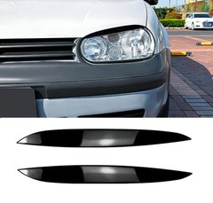 Накладки на фары, реснички VW GOLF 4 черный глянец (ABS-пластик)