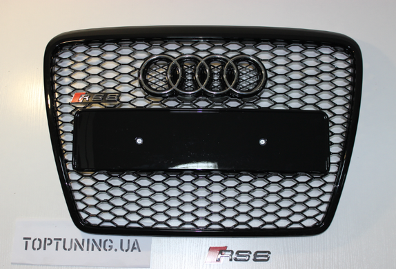 Решітка радіатора Ауді A6 C6 стиль RS6, чорна глянсова (04-11 р.в.)