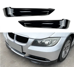 Накладки переднего бампера, клыки БМВ Е90 ABS-пластик черный глянец (05-08 г.в.)