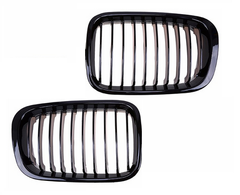 Решетка радиатора, гриль, "ноздри" BMW E46 чорная глянцевая