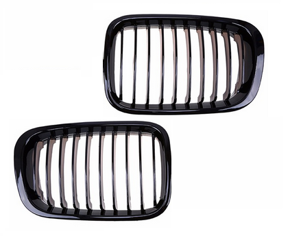 Решетка радиатора, гриль, "ноздри" BMW E46 чорная глянцевая (98-01 г.в.)