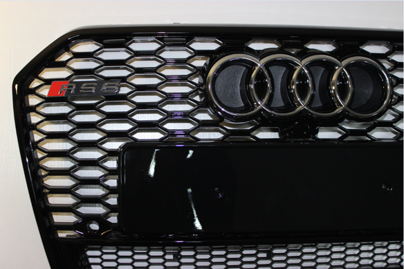 Решітка радіатора Ауді A6 C7 стиль RS6, чорна глянец (2014-...)