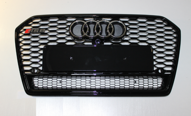Решетка радиатора Ауди A6 C7 стиль RS6, черная глянец (2014-...)