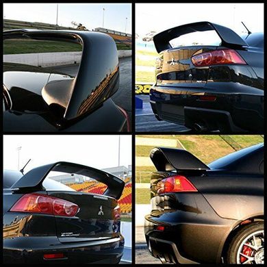 Спойлер багажника Mitsubishi Lancer X стиль EVO чорний глянець (ABS-пластик)