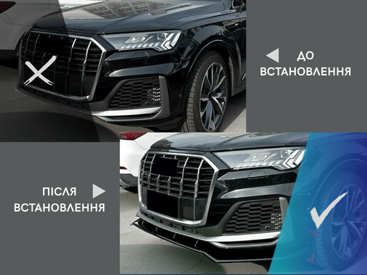 Накладка переднего бампера Audi Q7 S-line( 20-23 г.в.) черный глянец