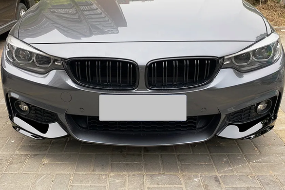 Накладки переднього бампера BMW 4 F32/F33/F36 ABS-пластик чорний глянець