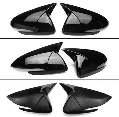 Накладки на зеркала Hyundai Elantra AD черный глянец (16-19 г.в.)