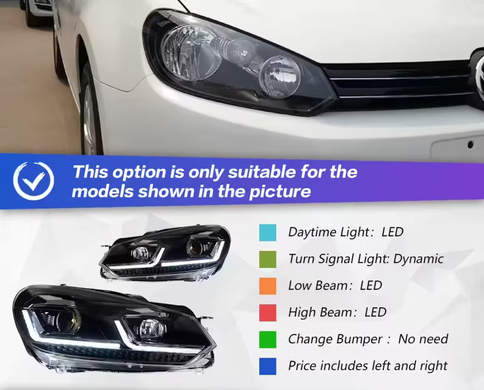 Оптика передняя, светодиодные фары на Volkswagen Golf 6
