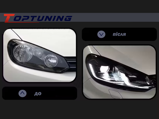 Оптика передняя, светодиодные фары на Volkswagen Golf 6