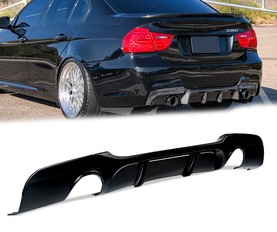 Накладка (дифузор) заднього бампера BMW E90 M Sport черний глянець (05-13 р.в.)