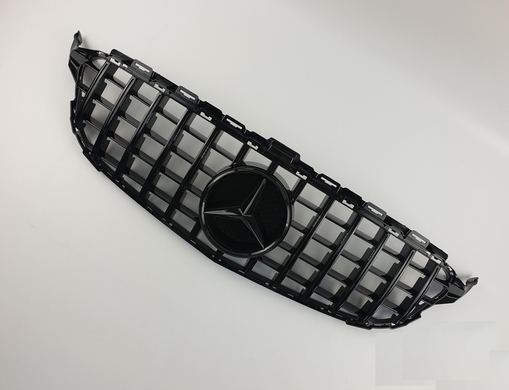 Решітка радіатора MERCEDES W205 стиль GT чорний глянець (2014-2018)