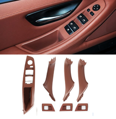 Внутрішні ручки дверей + панель склопідіймача BMW F10 / F11 червоно-коричневі