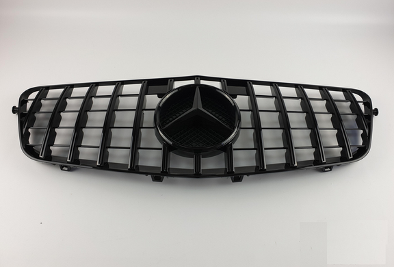 Решетка радиатора Mercedes W212 стиль GT, черный глянец (09-13 г.в.)